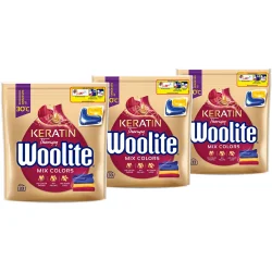 Капсулы для стирки для цветных вещей Woolite Капсулы для машинной стирки для цветных тканей с кератином 33+ 33+ 33 шт.