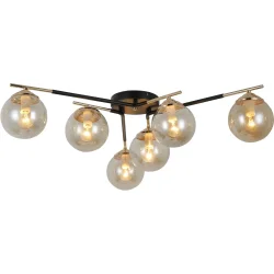 Wunderlicht Стельова люстра OM8132-46 6x40 Вт E14 чорний із золотом