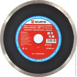 Отрезной диск Wurth Диск алмазный отрезной Hard Ceramic 200x1,4x25,4 гранит, мрамор, керамогранит, керамика, плитка 1668402200