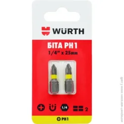 Wurth Бита PH1х25 мм 1/4" 2 шт. 1614176274902