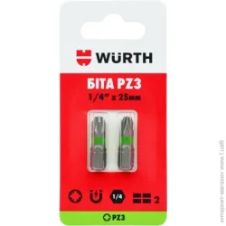 Wurth Бита PZ3х25 мм 1/4" 2 шт. 1614176653902