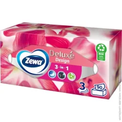 Сухие салфетки Zewa Салфетки бумажные в коробке Deluxe косметические трехслойные 90 шт.