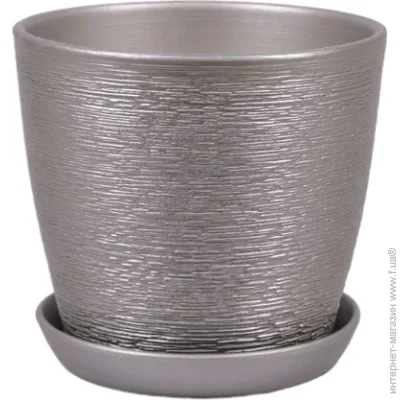 Горщик кераміка ВК 18 см круглий сірий металік 2,5 л Горщик кераміка ВК 18 см круглий сірий металік 2,5 л