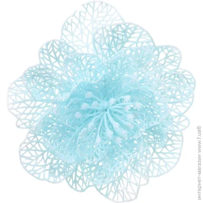 Цветок декоративный новогодняя большая голубая присыпка 20 см с зажимом Цветок декоративный новогодняя большая голубая присыпка 20 см с зажимом