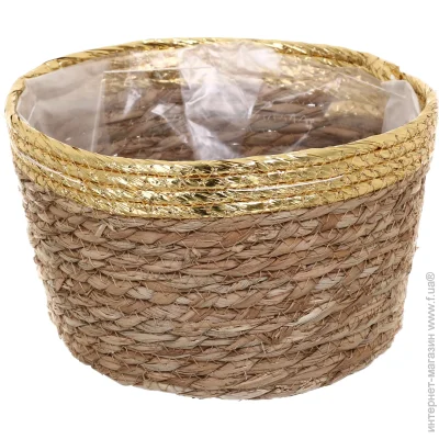 Кашпо ПВХ флористическое 24x14 см FWP23-10-3 круглый коричневый с золотистым Кашпо ПВХ флористическое 24x14 см FWP23-10-3 круглый коричневый с золотистым