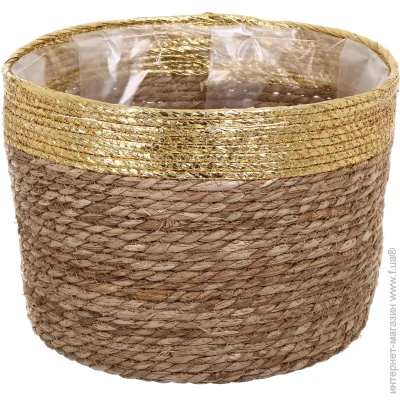 Кашпо ПВХ флористическое 34x25 см FWP23-10-1 круглый коричневый с золотистым Кашпо ПВХ флористическое 34x25 см FWP23-10-1 круглый коричневый с золотистым