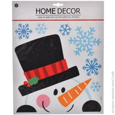 Наклейка на стекло новогодняя Снеговик Jumi 38x31 см Наклейка на стекло новогодняя Снеговик Jumi 38x31 см