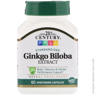   21st Century Ginkgo Biloba Extract Standardized 60 Veg Caps CEN-21249 (000000117)