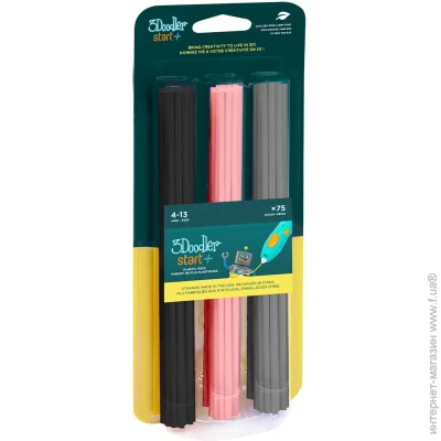 Стержень 3Doodler 3d-ручки-микс 75шт: черный, розовый, серый (3DS-ECO-MIX3-75) Стержень 3Doodler 3d-ручки-микс 75шт: черный, розовый, серый (3DS-ECO-MIX3-75)