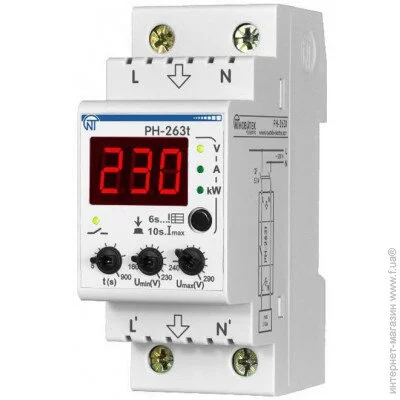 Реле напруги Новатек-Електро РН-263Т на DIN-рейку, багатофункціональне (NTRN260T3) Реле напруги Новатек-Електро РН-263Т на DIN-рейку, багатофункціональне (NTRN260T3)