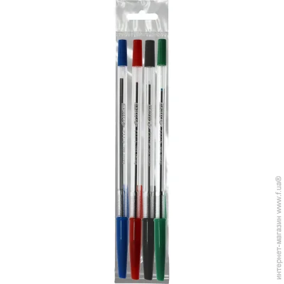 Ручка 4office Набор ручек шариковых 4 шт. (черная, синяя, зеленая, красная) 4-112 Ручка 4office Набор ручек шариковых 4 шт. (черная, синяя, зеленая, красная) 4-112