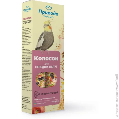 Природа Ласощі для папуг колосок мультифрукт 140 г Природа Ласощі для папуг колосок мультифрукт 140 г