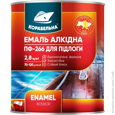 Корабельна Эмаль алкидная для пола ПФ-266 красно-коричневый глянец 0,9кг Корабельна Эмаль алкидная для пола ПФ-266 красно-коричневый глянец 0,9кг