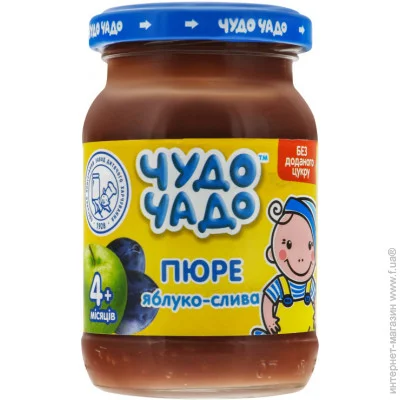 Пюре фруктове Чудо-Чадо з 4 місяців пюре яблуко/сливу без цукру 170г (4820016251465) Пюре фруктове Чудо-Чадо з 4 місяців пюре яблуко/сливу без цукру 170г (4820016251465)