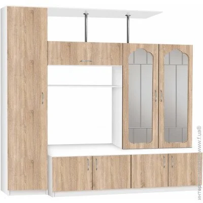 Гостиная Макси-Мебель Стенка Алиса (два фасада со стеклом) Белый гладкий/Дуб сонома (5102102) Гостиная Макси-Мебель Стенка Алиса (два фасада со стеклом) Белый гладкий/Дуб сонома (5102102)