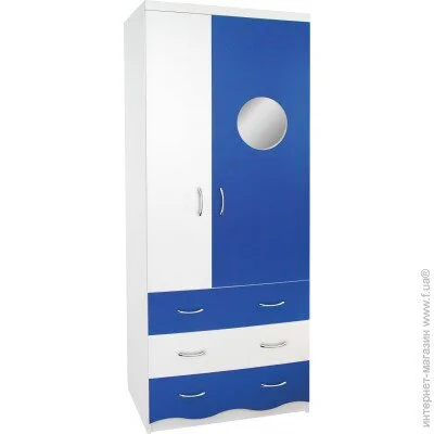 Макси-Мебель Дитяча шафа для одягу Мрія 6 категорія Білий гладкий / Синій уніколор (9439) Макси-Мебель Дитяча шафа для одягу Мрія 6 категорія Білий гладкий / Синій уніколор (9439)