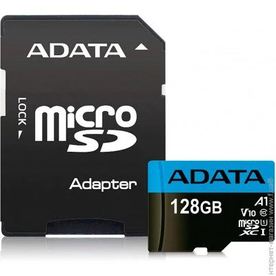   ADATA microSDXC 128GB Class 10 UHS-I A1 V10 Premier + SD  (AUSDX128GUICL10A1-RA1)