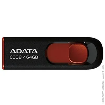  USB 2.0 ADATA C008 64GB Black/Red (AC008-64G-RKD)