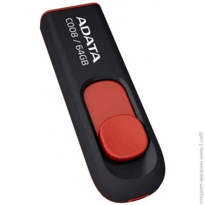  USB 2.0 ADATA C008 64GB Black/Red (AC008-64G-RKD)