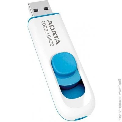  USB 2.0 ADATA C008 64GB White/Blue (AC008-64G-RWE)