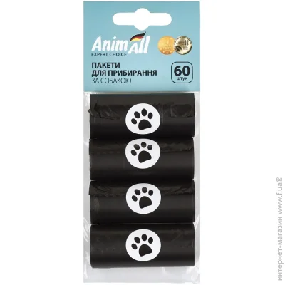Animall Пакет гігієнічний 4 рулону по 15 штук чорні Animall Пакет гігієнічний 4 рулону по 15 штук чорні