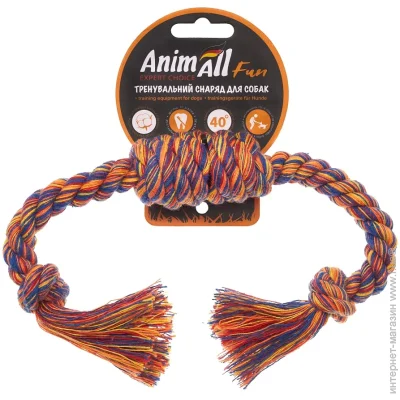 Animall Игрушка для собак Fun канат-бочка с двумя узлами 27 см Animall Игрушка для собак Fun канат-бочка с двумя узлами 27 см