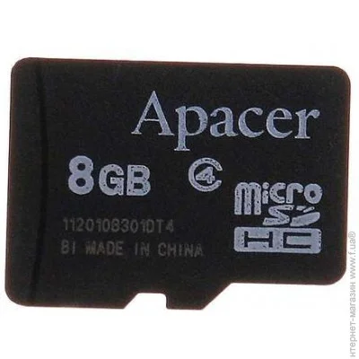  ' Apacer microSDHC 8Gb Class 4   (AP8GMCSH4-RA)