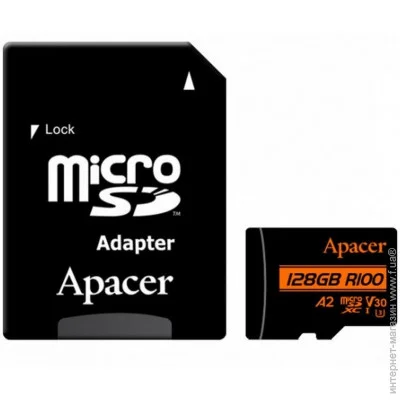   Apacer 128 GB microSDXC UHS-I U3 V30 A2 + SD-adapter (AP128GMCSX10U8-R)