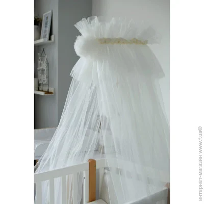 Балдахін Baby Veres з помпонами молочний 158.1.09 Балдахін Baby Veres з помпонами молочний 158.1.09