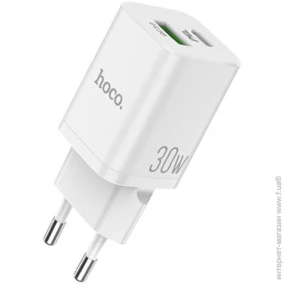    1USB + Type-C Hoco N13 Bright PD30W+QC3.0 2A White