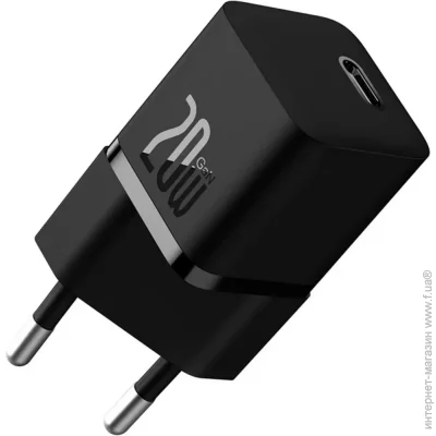  Baseus GaN5 Mini Fast Charger Type-C 20W (With Clable Type-C to Type-C 100W 1m) black (P10110900113-00)