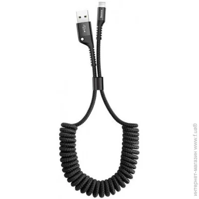 Baseus  Fish Eye Spring Cable USB to Lightning 2A 1m CALSR-01 Black (1641532881)
