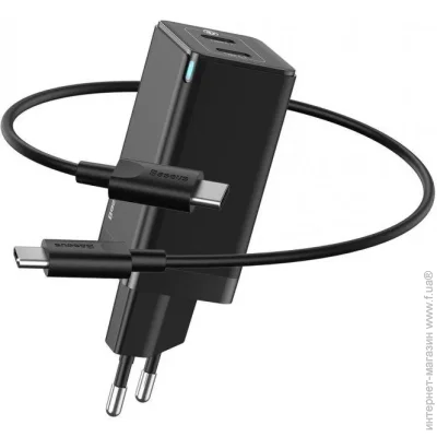   Baseus    GaN2 Q.Charger 2Type-C +  Cable Type-C 45W CCGAN-M01 Black (1400832701)