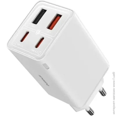  Baseus GaN6 Pro Fast 2Type-C+2USB 65W + Cable Type-C to Type-C 1m P10162701213-00 White