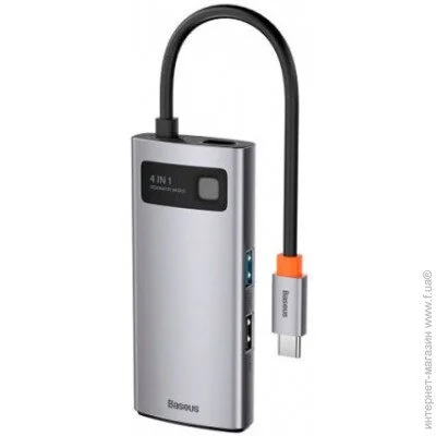 USB- Baseus Metal Gleam Series 4-in-1 Multifunctional Type-C HUB Docking Station Space Gray (CAHUB-CY0G)