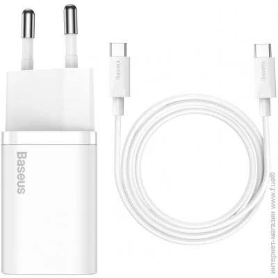   Baseus Super Silicone PD Charger 25W + Type-C to Type-C (TZCCSUP-L02)