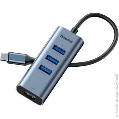 USB- Baseus   USB  Enjoy series Type-C to 3xUSB3.0+ RJ45 CAHUB-M0G Grey (1372907587)