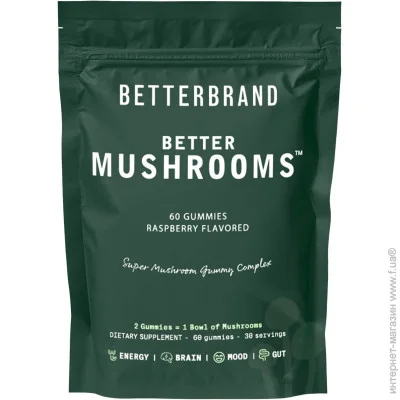 Спеціальна добавка Betterbrand Грибні жувальні цукерки BetterMushrooms 60 таблеток Спеціальна добавка Betterbrand Грибні жувальні цукерки BetterMushrooms 60 таблеток