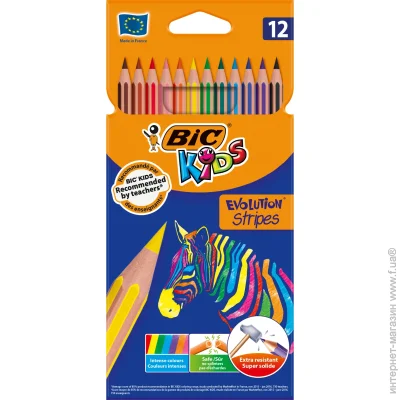 BIC Цветные карандаши Evolution Stripes, 12 шт. (bc9505221) BIC Цветные карандаши Evolution Stripes, 12 шт. (bc9505221)