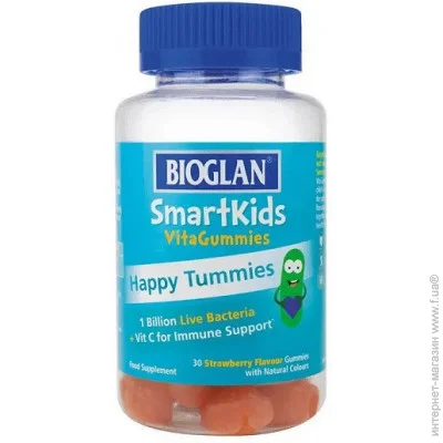   Bioglan Smartkids Happy Tummies 30 Gummies Strawberry (000020493)
