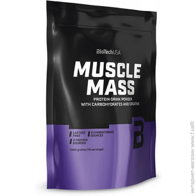 Гейнер BioTech Muscle Mass, 1 кг Ваниль Гейнер BioTech Muscle Mass, 1 кг Ваниль