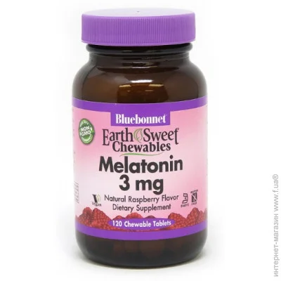   Bluebonnet Nutrition Earth Sweet Chewables Melatonin 3 mg 120 Chewable Tabs Raspberry (000021570)