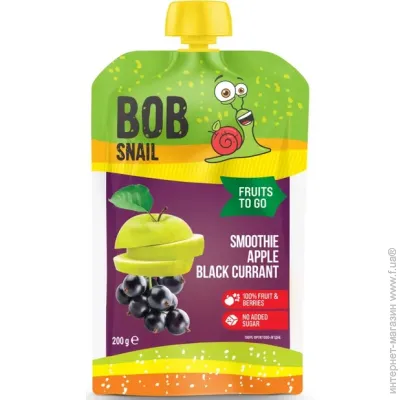 Пюре фруктово-ягідне Bob Snail Смузі Яблуко-чорна смородина 200 г (4820219347019) Пюре фруктово-ягідне Bob Snail Смузі Яблуко-чорна смородина 200 г (4820219347019)