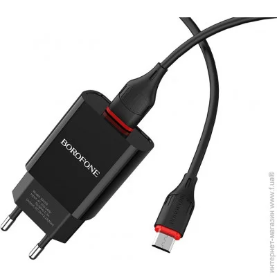    Borofone BA20A Sharp single port charger set(Micro) Black (BA20AMB)