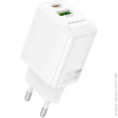      BOROFONE BN27 Fuente PD20W+ QC3.0 charger (EU) White (6941991120268)