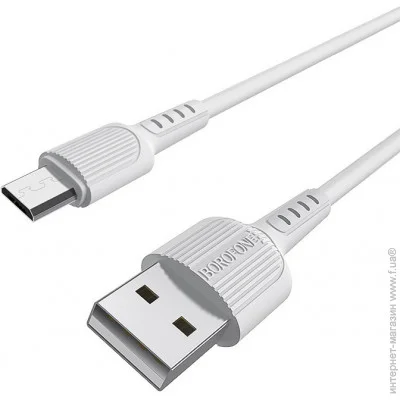  Borofone BX16 Easy microUSB USB 2A 1m White (BX16MW)