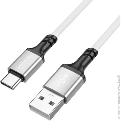  BOROFONE BX83 Type-C Famous silicone charging data cable White (6974443386424)