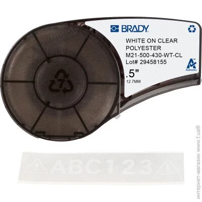    Brady     M21-500-430-WT-CL,  , , : 12.7mm/6.4m.   
