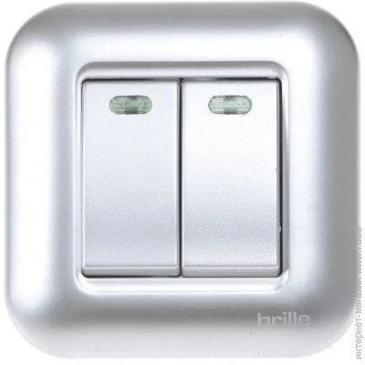 Brille Вимикач клавішний Розетка електрична Рамка для розетки TB-2VL GREY (135284) Brille Вимикач клавішний Розетка електрична Рамка для розетки TB-2VL GREY (135284)