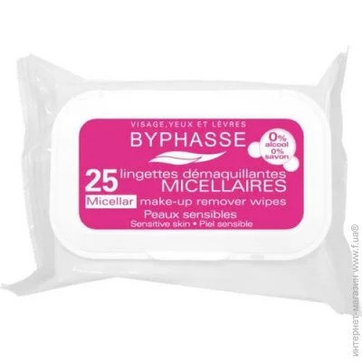   Byphasse Make-up Remover Wipes Micellar Solution Sensitive Skin 25 .